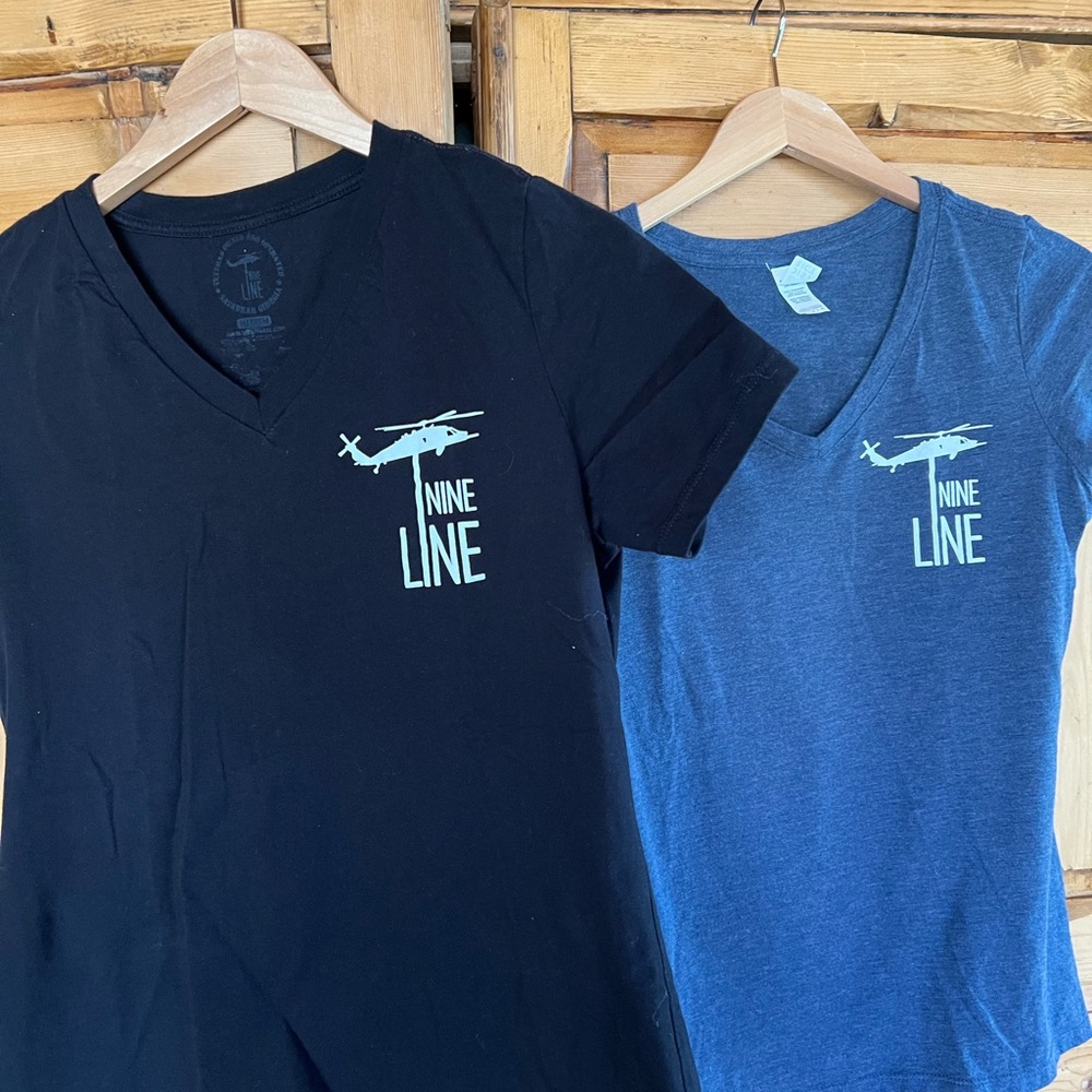 Women’s  V-Neck T-Shirts - Black and Blue